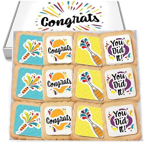 Congrats Gift Cookies Congratulations Gift Basket 12 PACK For Kids Men Women Graduation Friend | Nut Free | Kosher