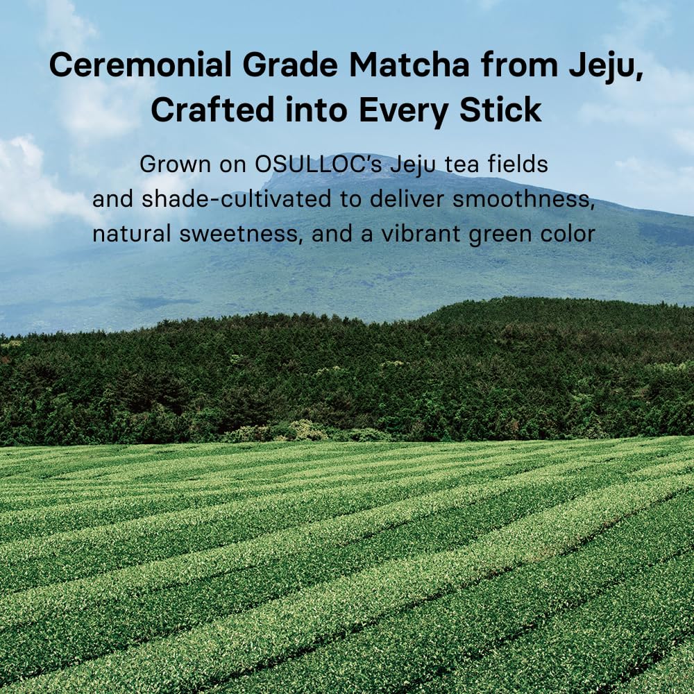 Osulloc Matcha Plus+ Gut Ease (Apple & Berry Flavor), Matcha & Probiotics Blend, Natural Sweet fruity flavor, 10 Count