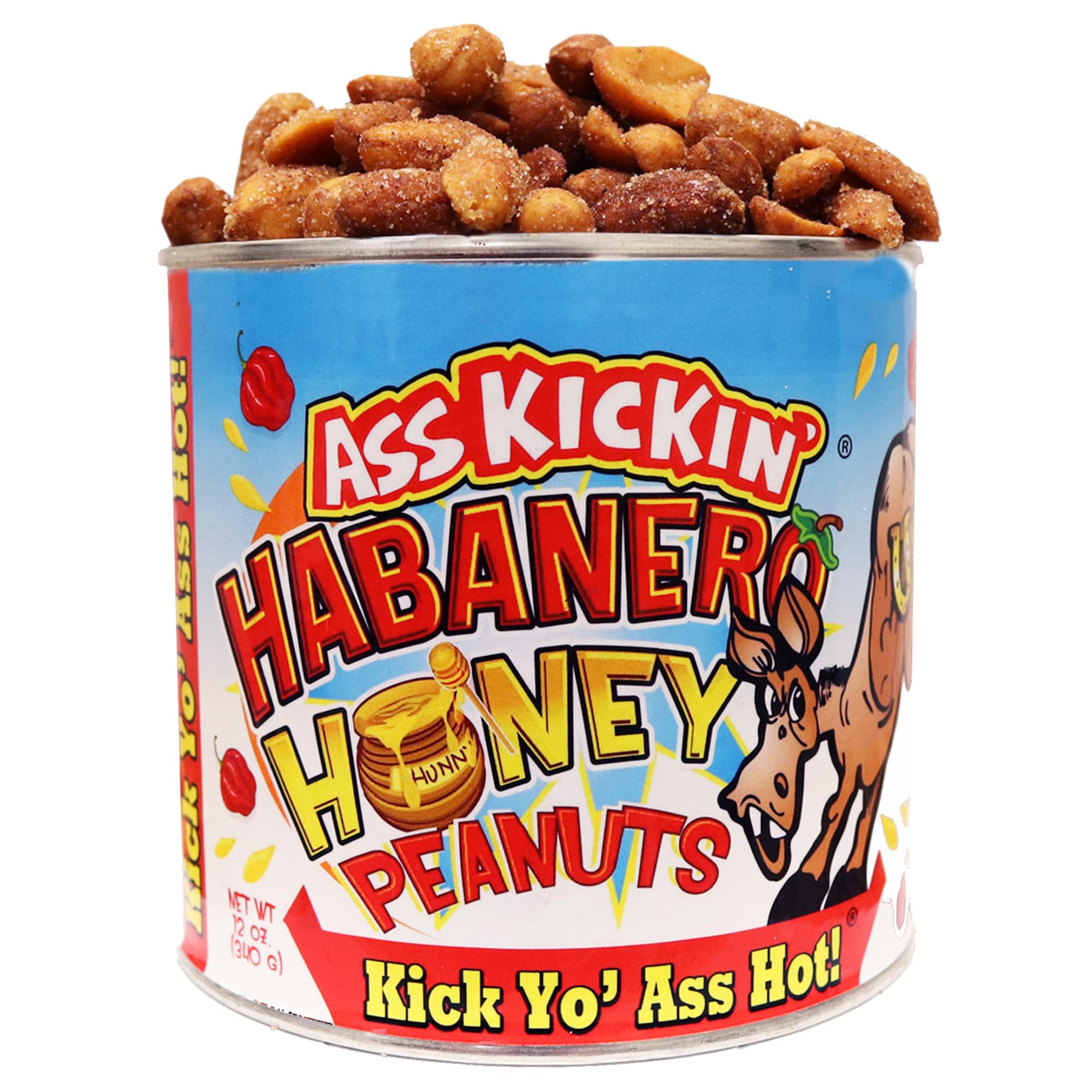 ASS KICKIN’ Habanero Honey Spicy Hot Peanuts - 12oz - Ultimate Spicy Gourmet Gift Peanuts - Try if you dare!
