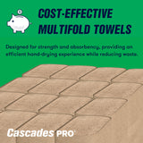 Cascades PRO Select Multifold Paper Towels Bulk- Universal Fit for Dispensers - Commercial Bathroom Kitchen Towel - 250 Sheets/pack, 16 Packs/Box