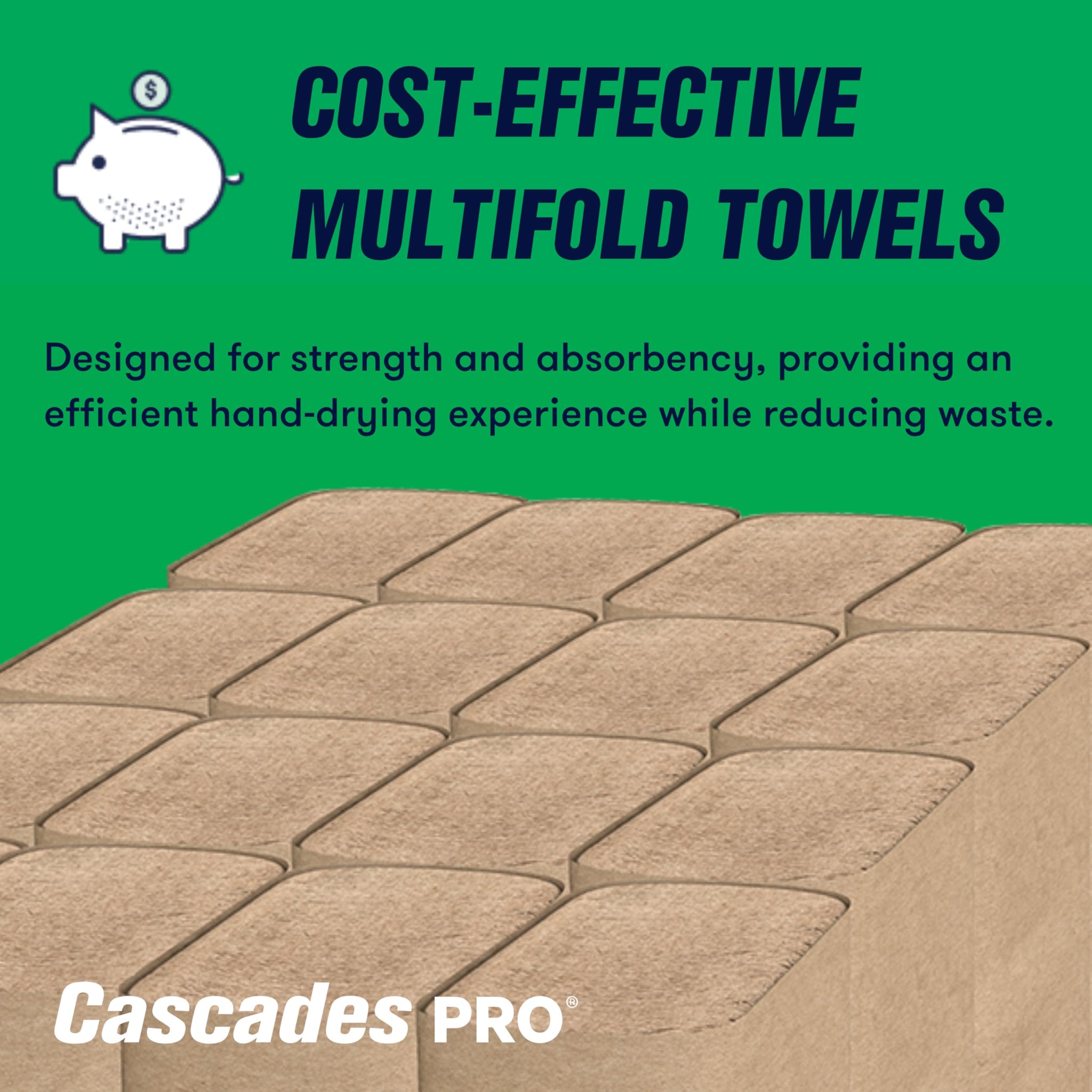 Cascades PRO Select Multifold Paper Towels Bulk- Universal Fit for Dispensers - Commercial Bathroom Kitchen Towel - 250 Sheets/pack, 16 Packs/Box