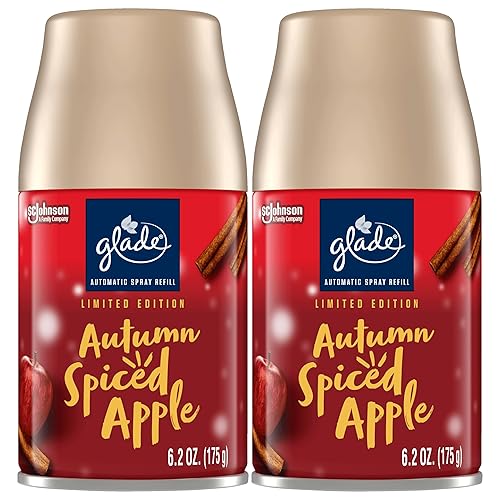 Glade Automatic Spray Refill, Air Freshener for Home and Bathroom, Autumn Spiced Apple, 6.2 Oz, 2 Count