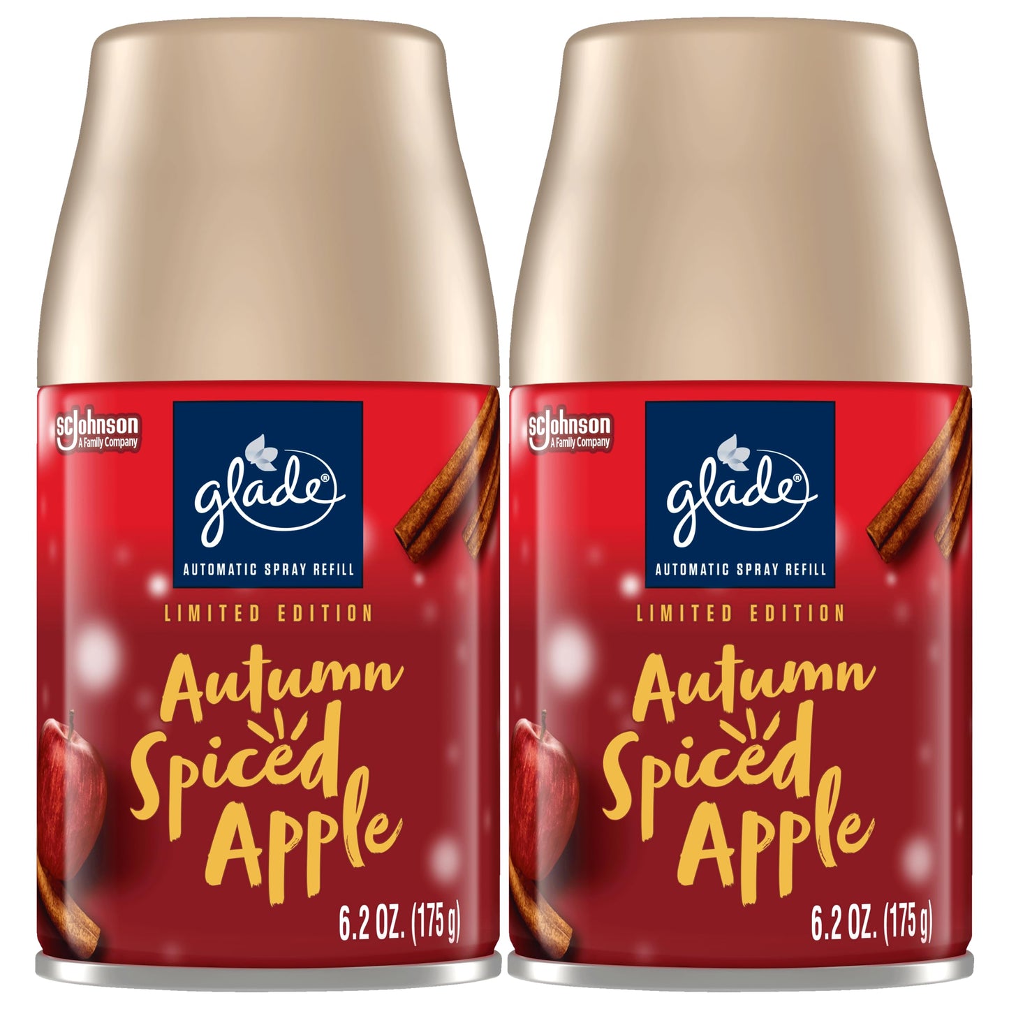 Glade Automatic Spray Refill, Air Freshener for Home and Bathroom, Autumn Spiced Apple, 6.2 Oz, 2 Count