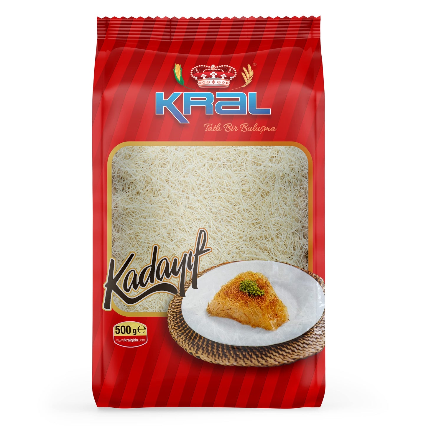 Kral Turkish Kataifi, Traditional Shredded Phyllo Dough for Kunefe, Dubai Chocolate & Middle Eastern Desserts, Halal 500g (17.6oz) Kadayif