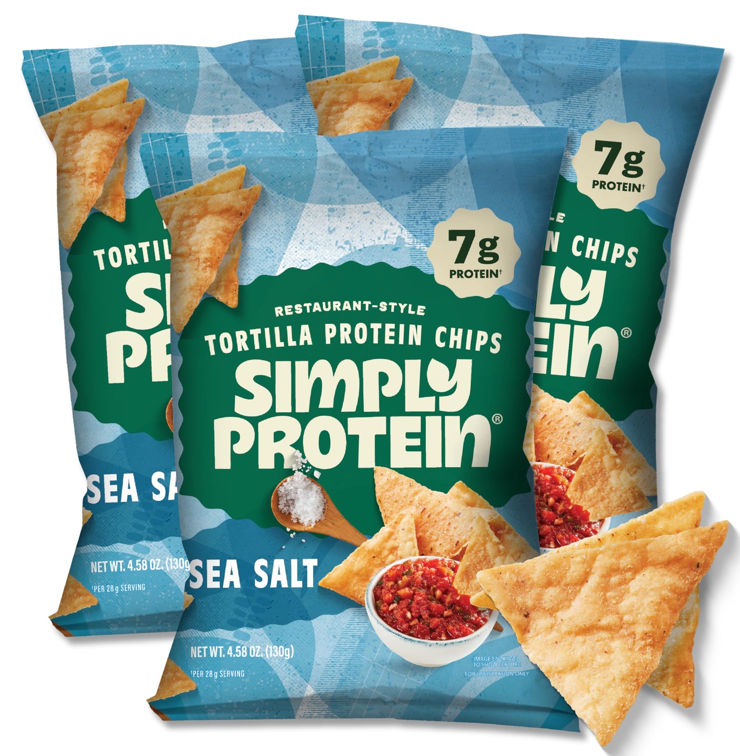 Simply Protein - Tortilla Chips, Restaurant Style Protein Chips, Sea Salt (3-Pack) - 7g Protein, 140 Calories, Gluten Free, Vegan - Plant Based