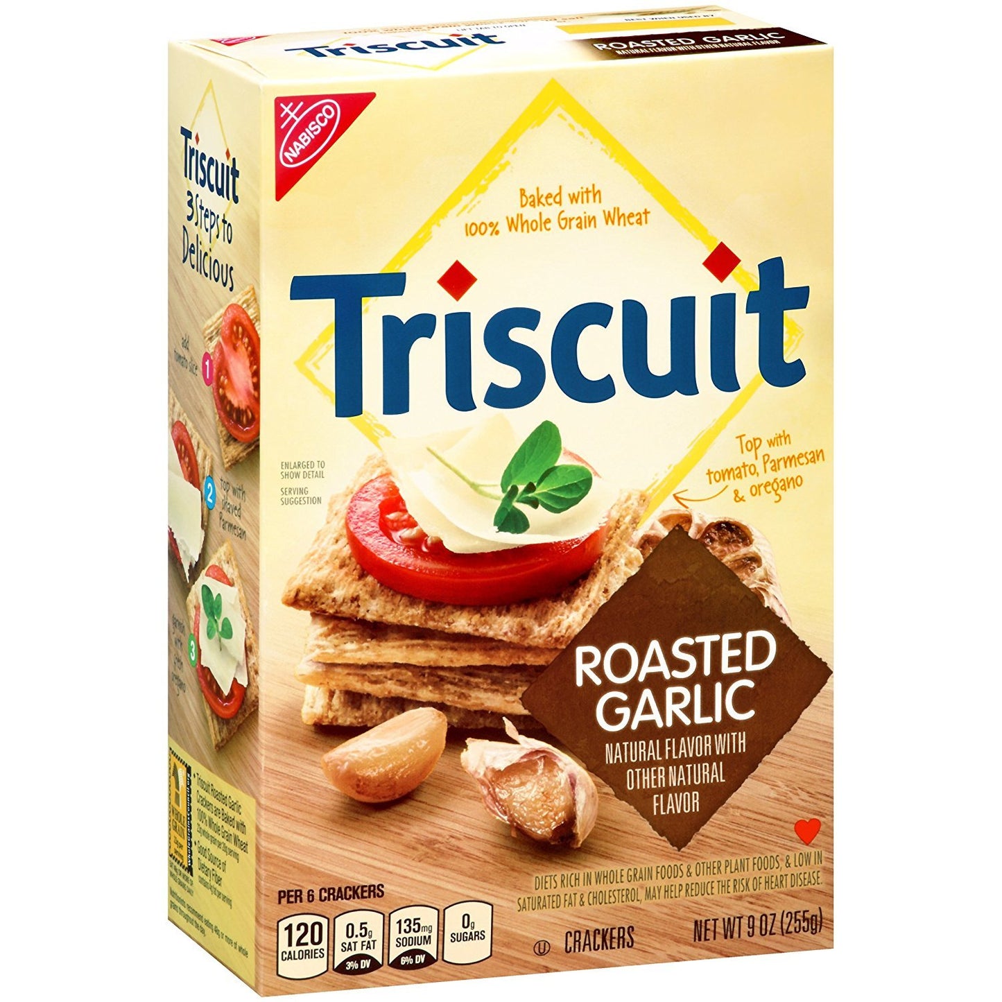 Triscuit Roasted Garlic Crackers, Non-GMO, 9 Ounce (Pack of 12)