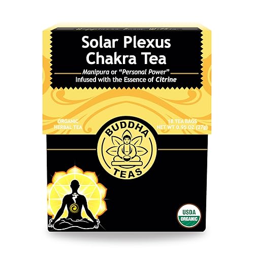 Buddha Teas - Solar Plexus Chakra Tea - Organic Herbal Tea - For Personal Power - With Rosemary, Ginger, Orange Peel & Citrine Essence - 100% Kosher