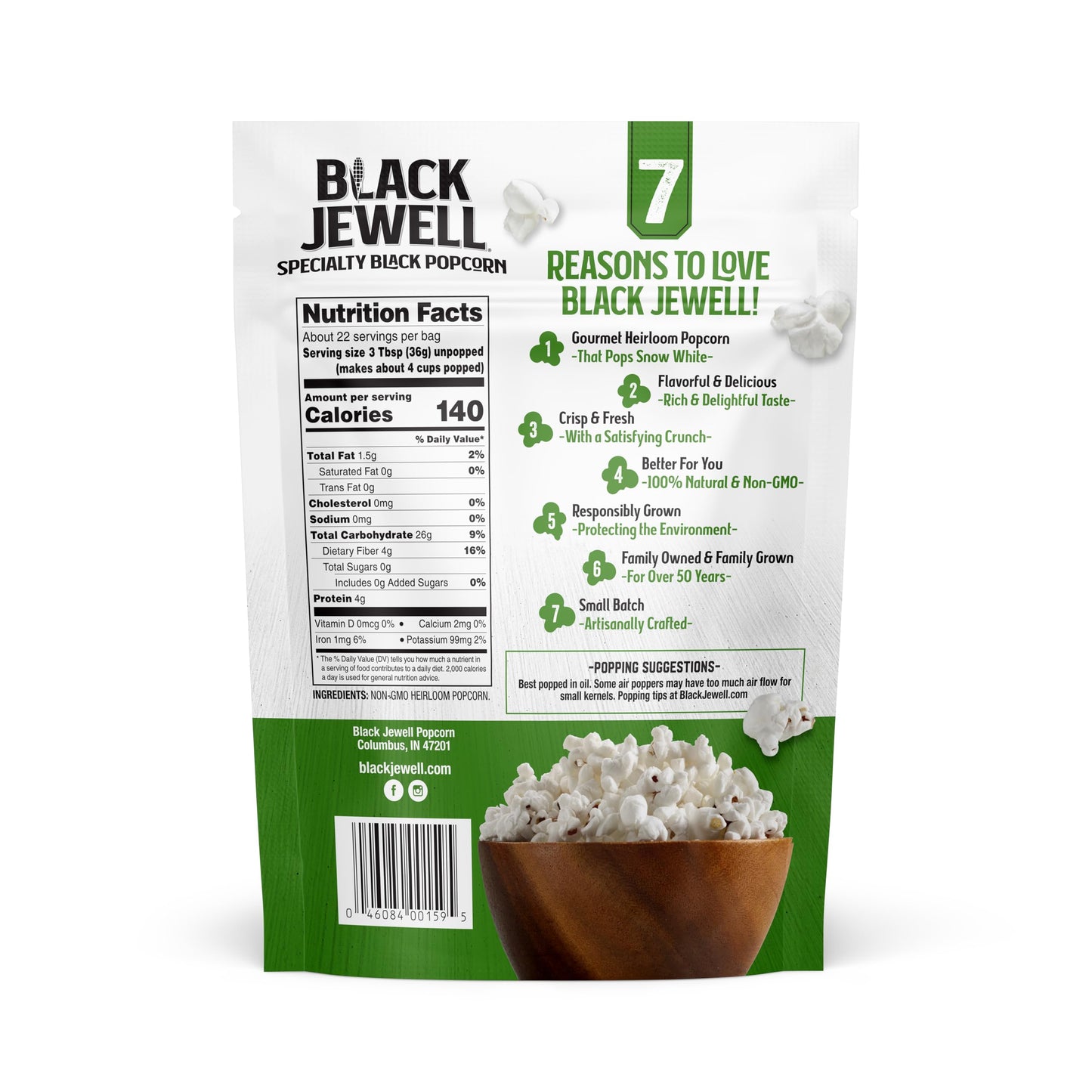 Black Jewell Unpopped Popcorn Kernels, Original Black, 28.35oz (Pack of 2)