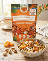 SteadyCrunch Golden Crunch Trail Mix - Non-GMO, Vegan & Gluten Free Mixed Nuts - Pistachios, Walnuts, Raisins & Dried Fruit Snacks - Healthy Snack