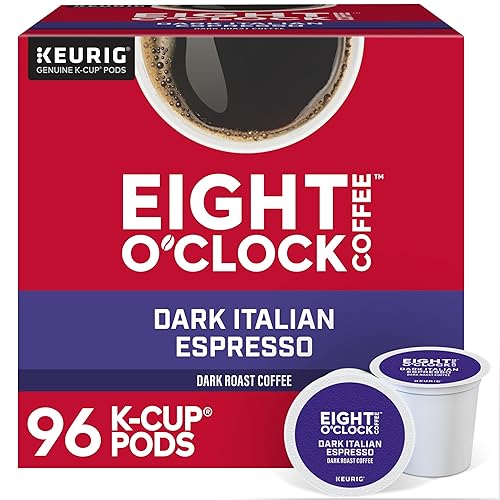 Eight O Clock, Dark Italian Roast, Single-Serve Keurig K-Cup Pods, Dark Roast Coffee, 96 Count (4 Boxes of 24 Pods)