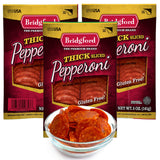 Bridgford Thick Sliced Pepperoni 5 oz Pack of 3 - Thick Pepperoni Slices for Pizza and Sandwiches - Zero-Carb Thick Sliced Pepperoni for Keto Diets