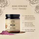 Anima Mundi Apothecary Love + Serenity Rose Petal Powder - with Edible Dried Rose Petals & Buds - for Heart Chakra - Fluffy, Aromatic Blend for Teas