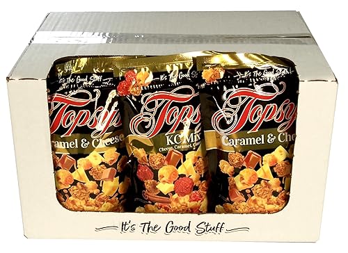 Popcorn Treats Box, 12 Self-Seal Bags of Flavored Popcorn (6 Caramel/Cheese Mix, 6 KC Mix (Caramel/Cheese/Cinnamon))