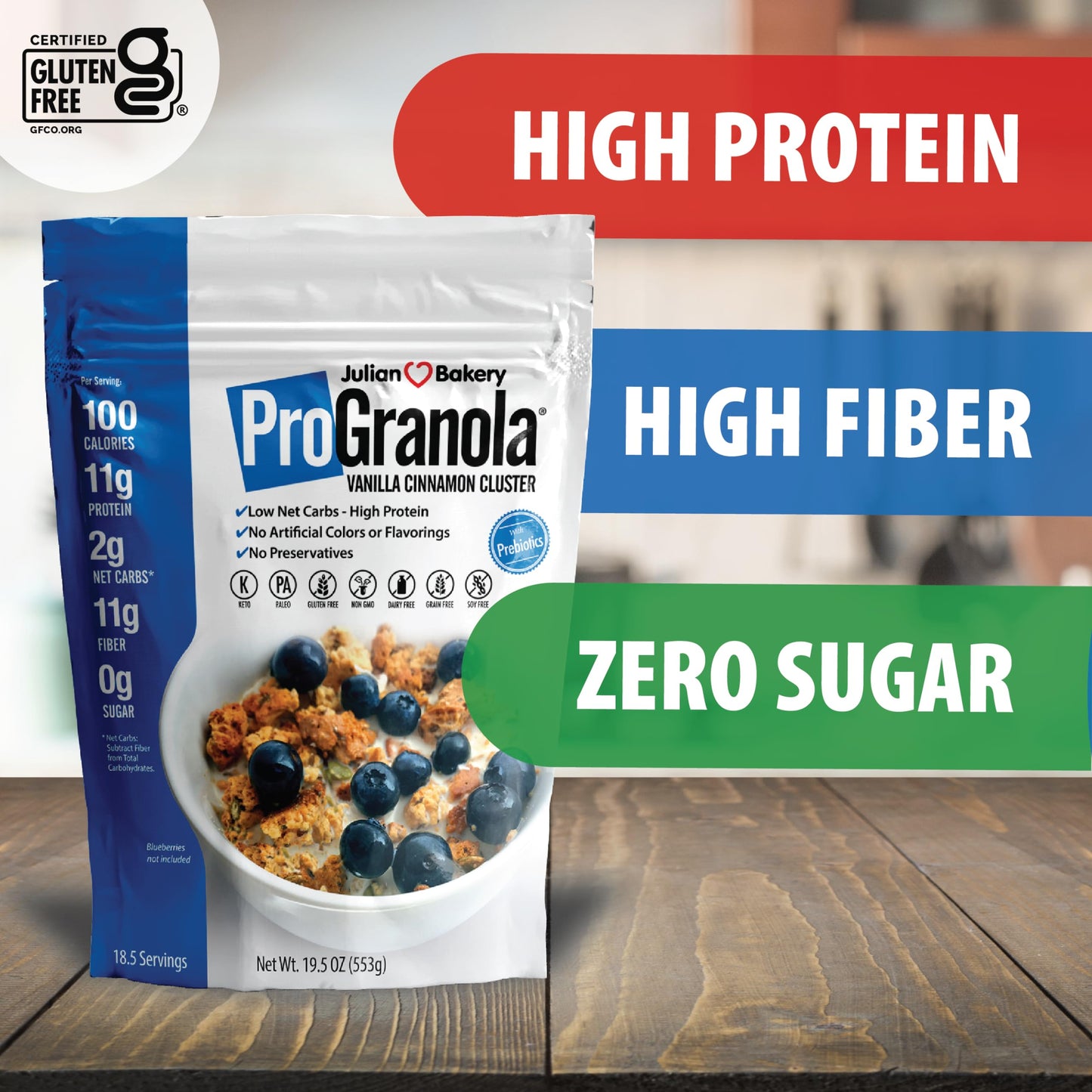 Julian Bakery® ProGranola® Cereal | Vanilla Cinnamon | 12g Protein | Paleo | 2 Net Carbs | Gluten-Free | Grain-Free | 3 Pack