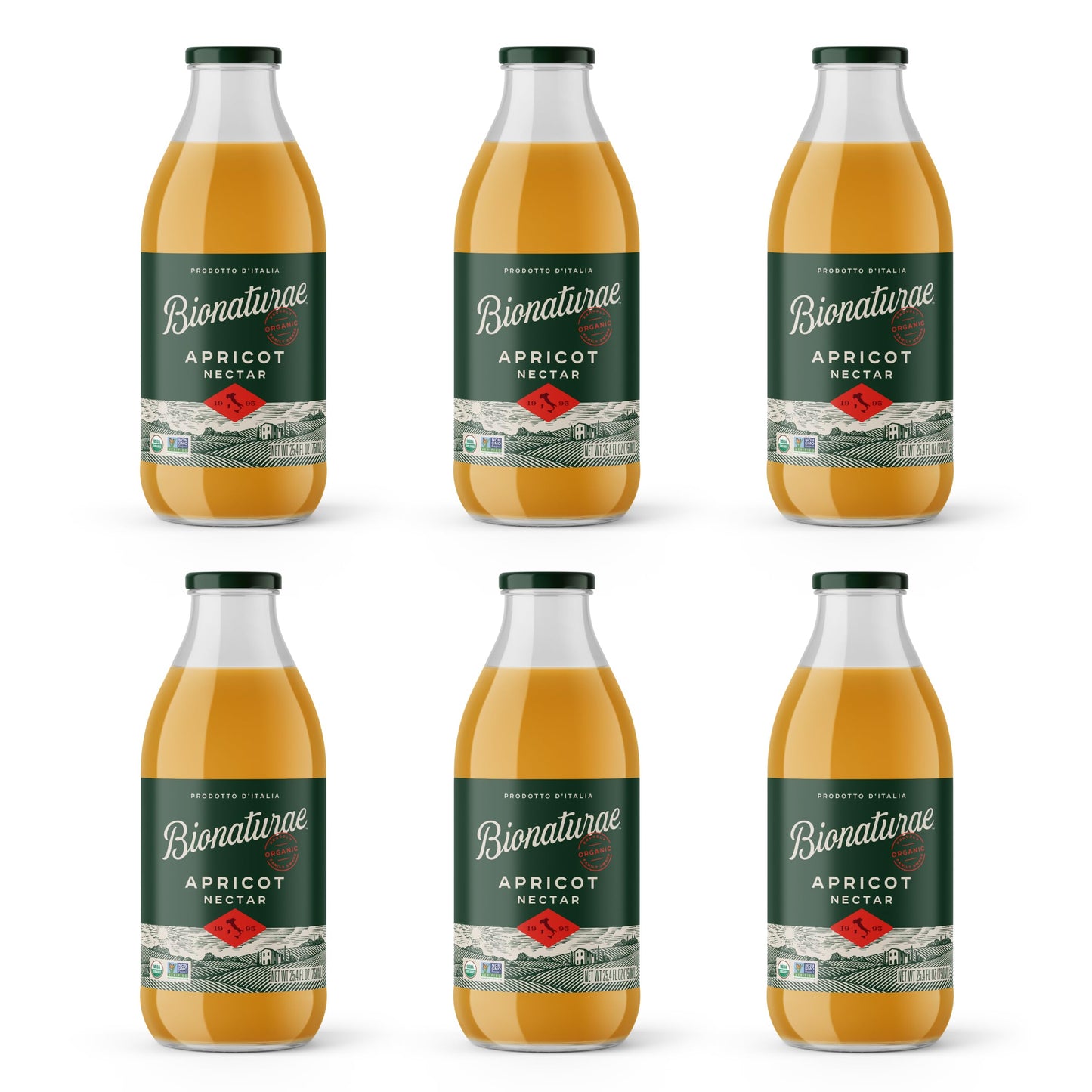 Bionaturae Organic Apricot Nectar - Apricot Juice, Apricot Nectar Juice, Non-GMO, USDA Certified, No Sugar Added, No Preservatives, Organic Apricot