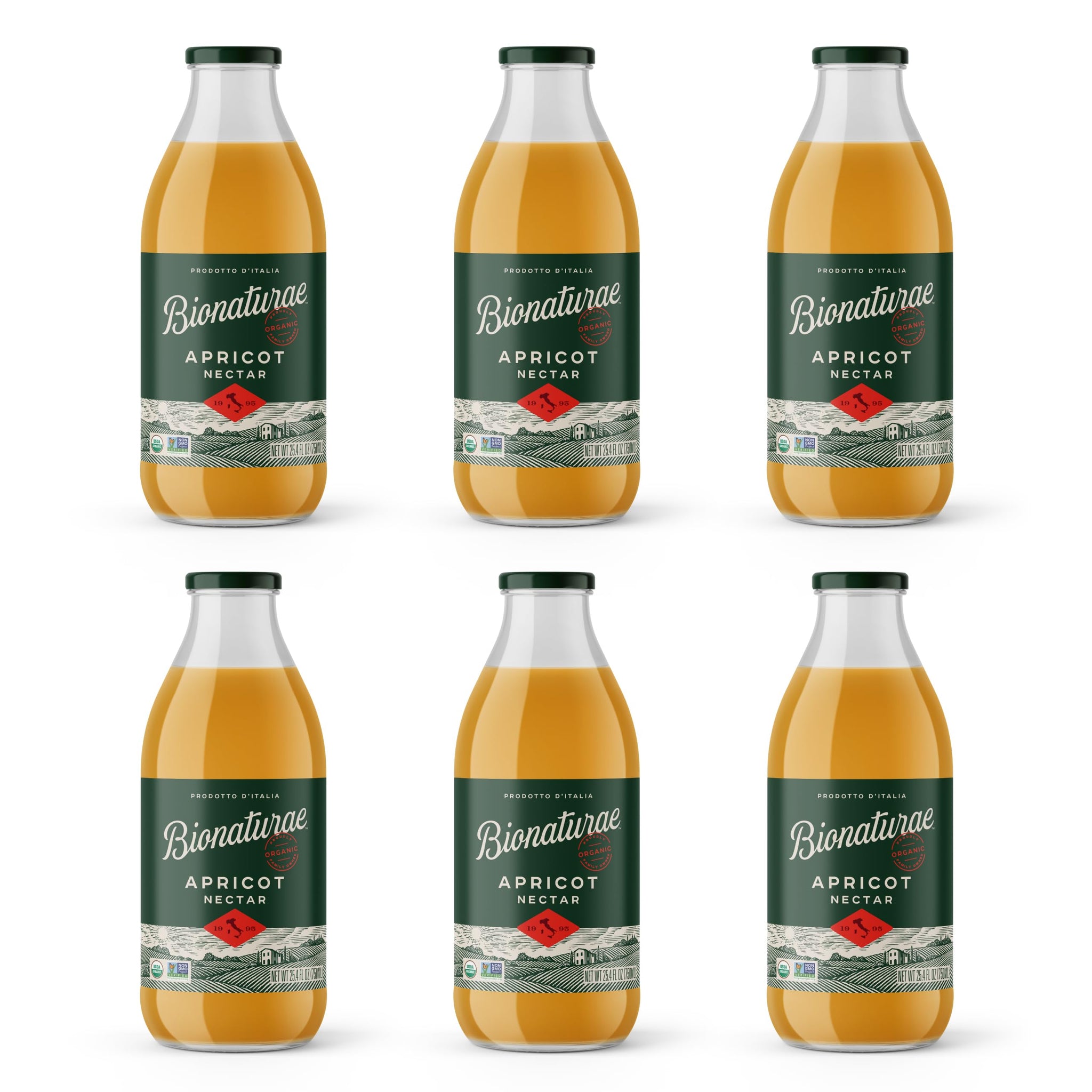 Bionaturae Organic Apricot Nectar - Apricot Juice, Apricot Nectar Juice, Non-GMO, USDA Certified, No Sugar Added, No Preservatives, Organic Apricot