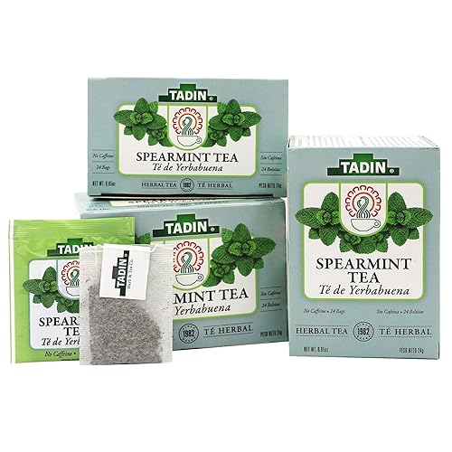 Tadin Spearmint Tea, Helps Relieve Stomach Pain and Indigestion, 24 Count (Pack of 3)