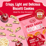 Cooper Street Twice-Baked Cherry White Chip Biscotti Cookies (16 oz) - Over 50 Biscotti Cookies per Bag Loaded with Real Fruit, Traditional Italian