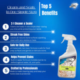 Granite Plus (Cleaner & Sealer) Deep Cleans & Seals All Natural Stone Countertops + Ultimate Grout Cleaner with Brush - Safe for Natural Stone - Acid