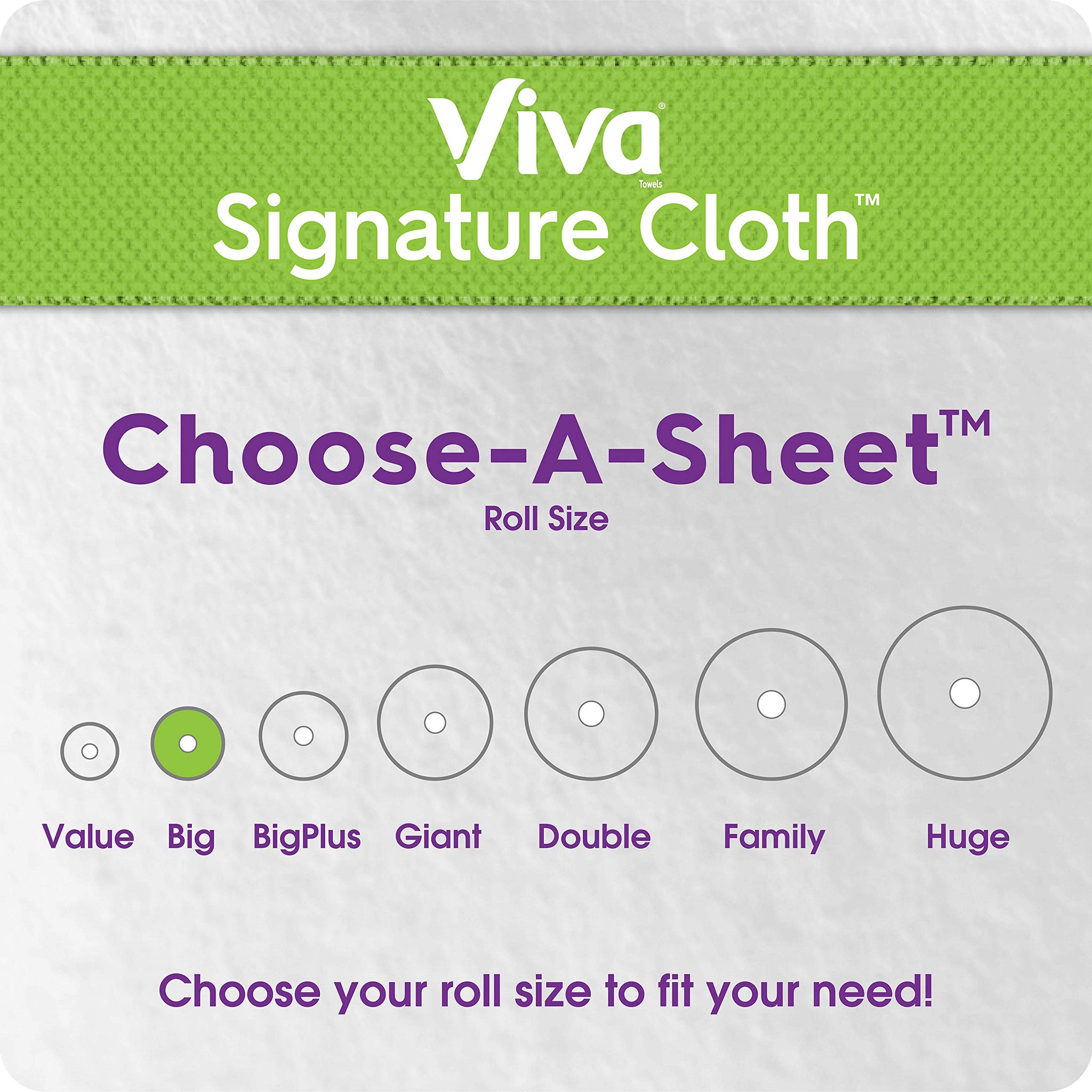 Viva Signature Cloth Choose-A-Sheet Paper Towels, Soft & Strong Paper Towels for Ultimate Clean, White, 6 Big Rolls (Equal to 9 Regular Rolls)