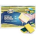 SCRUBIT 48 Pack Heavy Duty Scrub Sponges - Dishwashing Sponge Along with A Tough Scouring Pad - Dual Sided Dish Sponge Ideal for Cleaning Kitchen