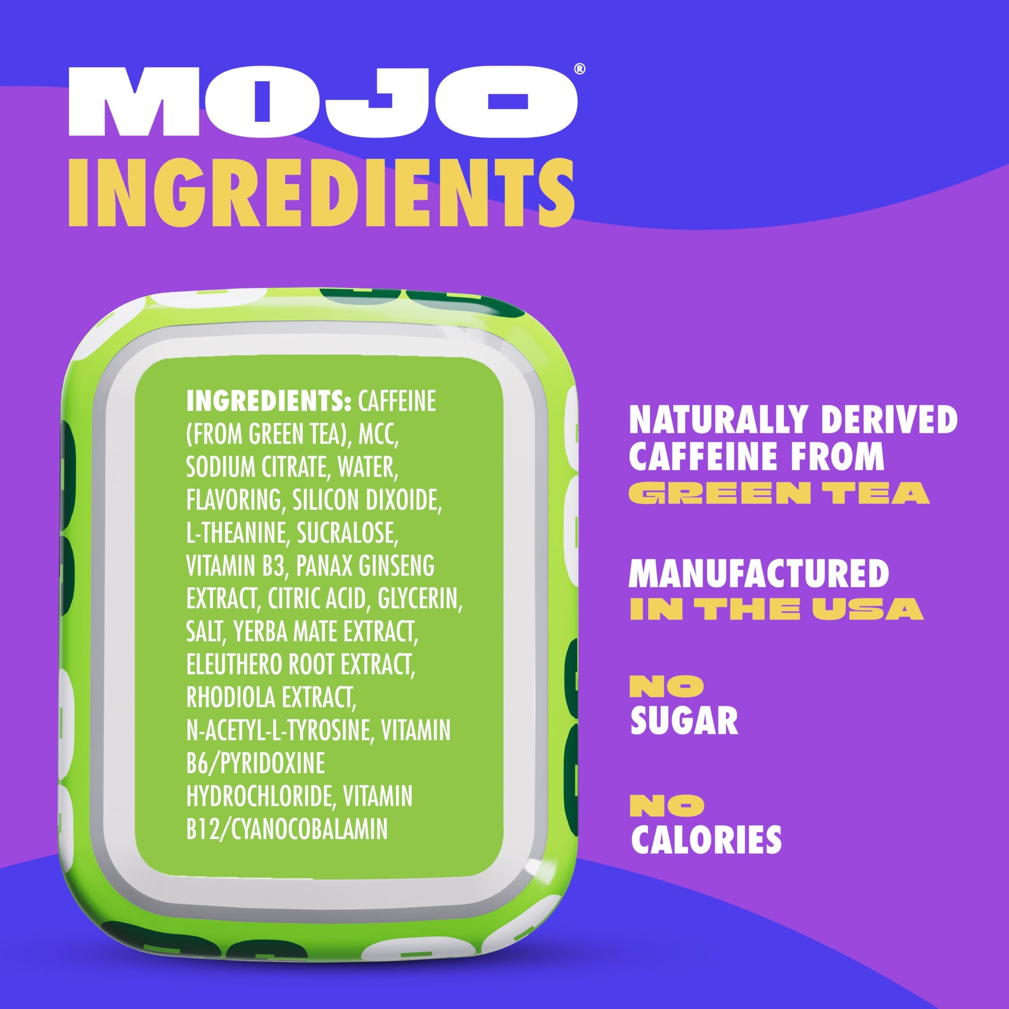 MOJO Energy Pouches, 50 mg per Caffeine Pouch, 15 Pouches, 5-Pack (5-Pack, Sour Apple)