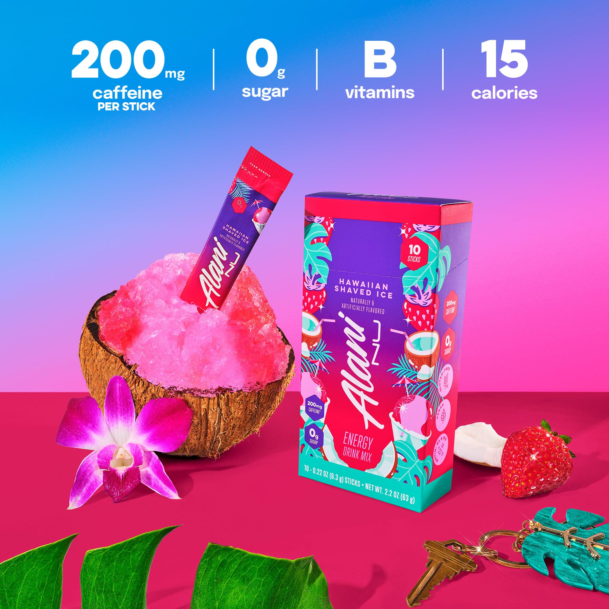 Alani Nu HAWAIIAN SHAVED ICE, Energy Sticks Drink Powder, 200mg Caffeine, Pre Workout Performance with Antioxidants, On-The-Go Drink Mix, Biotin, B