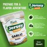 Jersey Pickles - Garlic Stuffed Olive (Quart) - Olives Stuffed - Hand-Stuffed Gourmet Olives with Premium Fillings for Snacks, Charcuterie & Cocktails