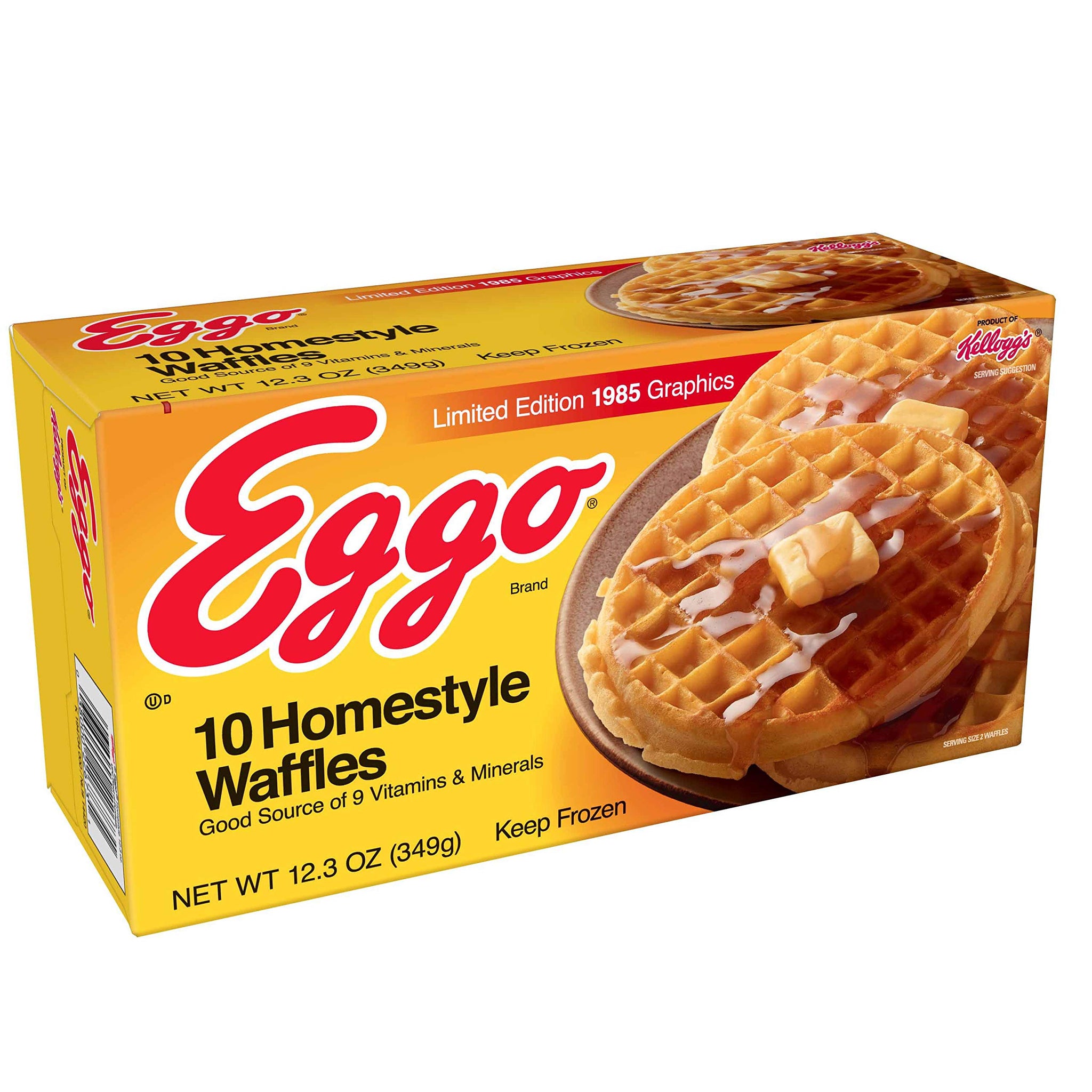 Kellogg’s Eggo, Frozen Waffles, Limited Edition 80’s Retro Homestyle, Easy Breakfast, 12.3 oz (10 Count)