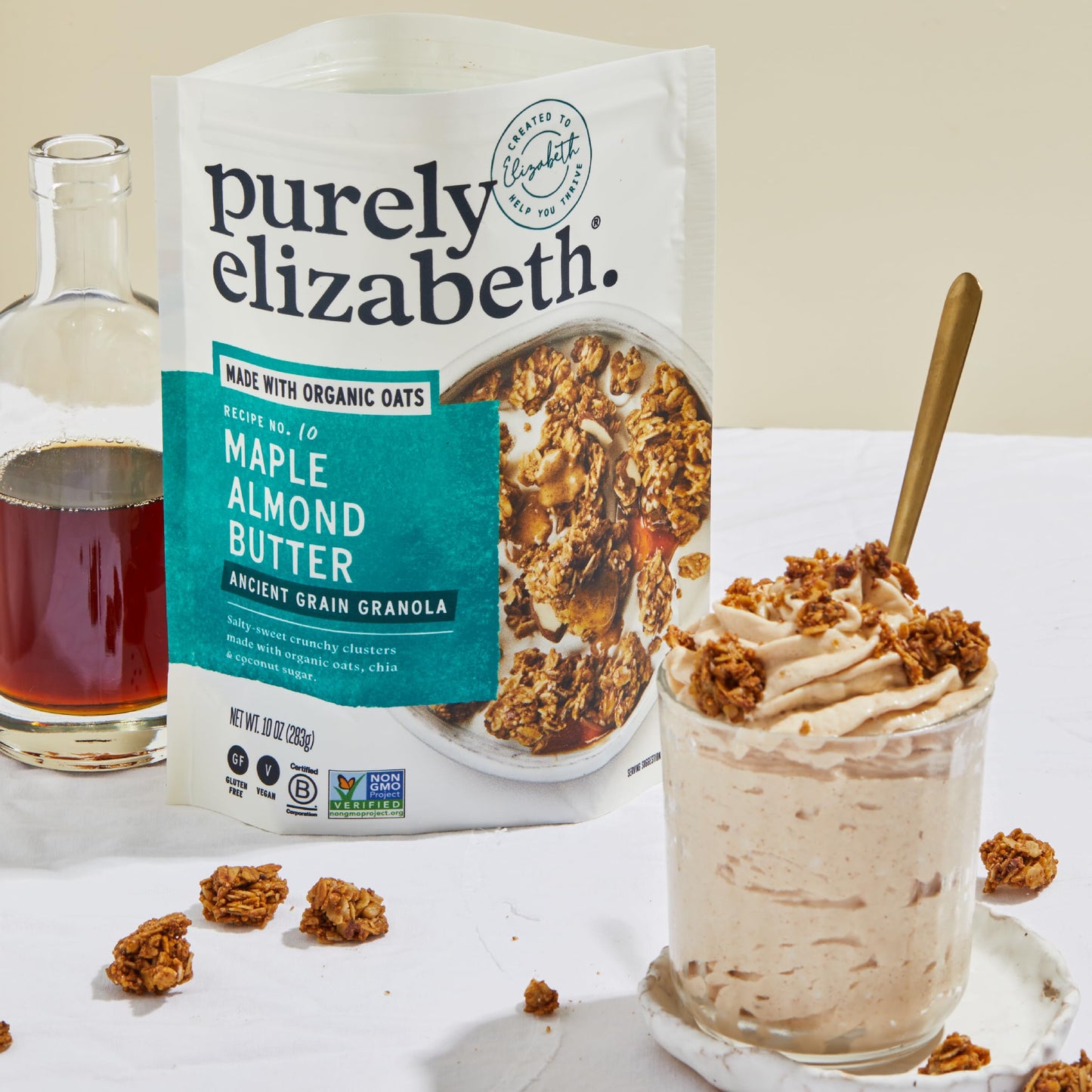 Purely Elizabeth, Maple Almond Butter, Ancient Grain Granola, Gluten-Free, Non-GMO (3 Ct, 10oz Bags)