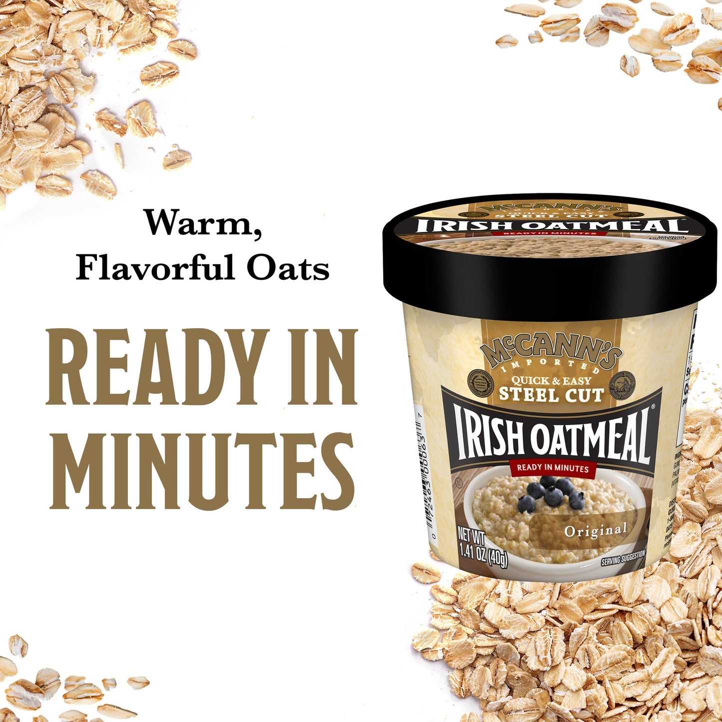McCann's Irish Oatmeal Instant Oatmeal Cup, Original, 1.4 Ounce (Pack of 12)