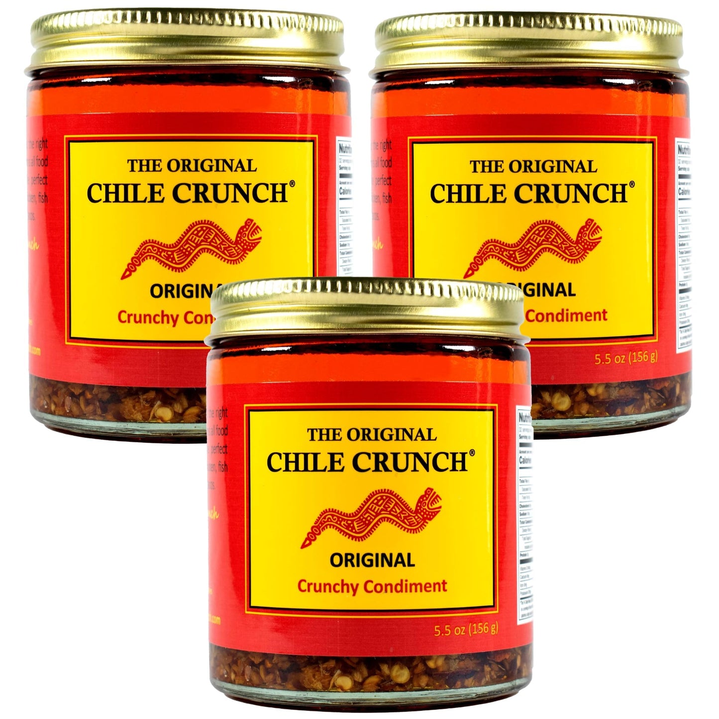 CHILE CRUNCH - Original Spicy Crunchy Condiment - All Natural Roasted Chili Peppers, Garlic & Onion Crisp Sauce - Vegan, Gluten-Free, No Preservatives