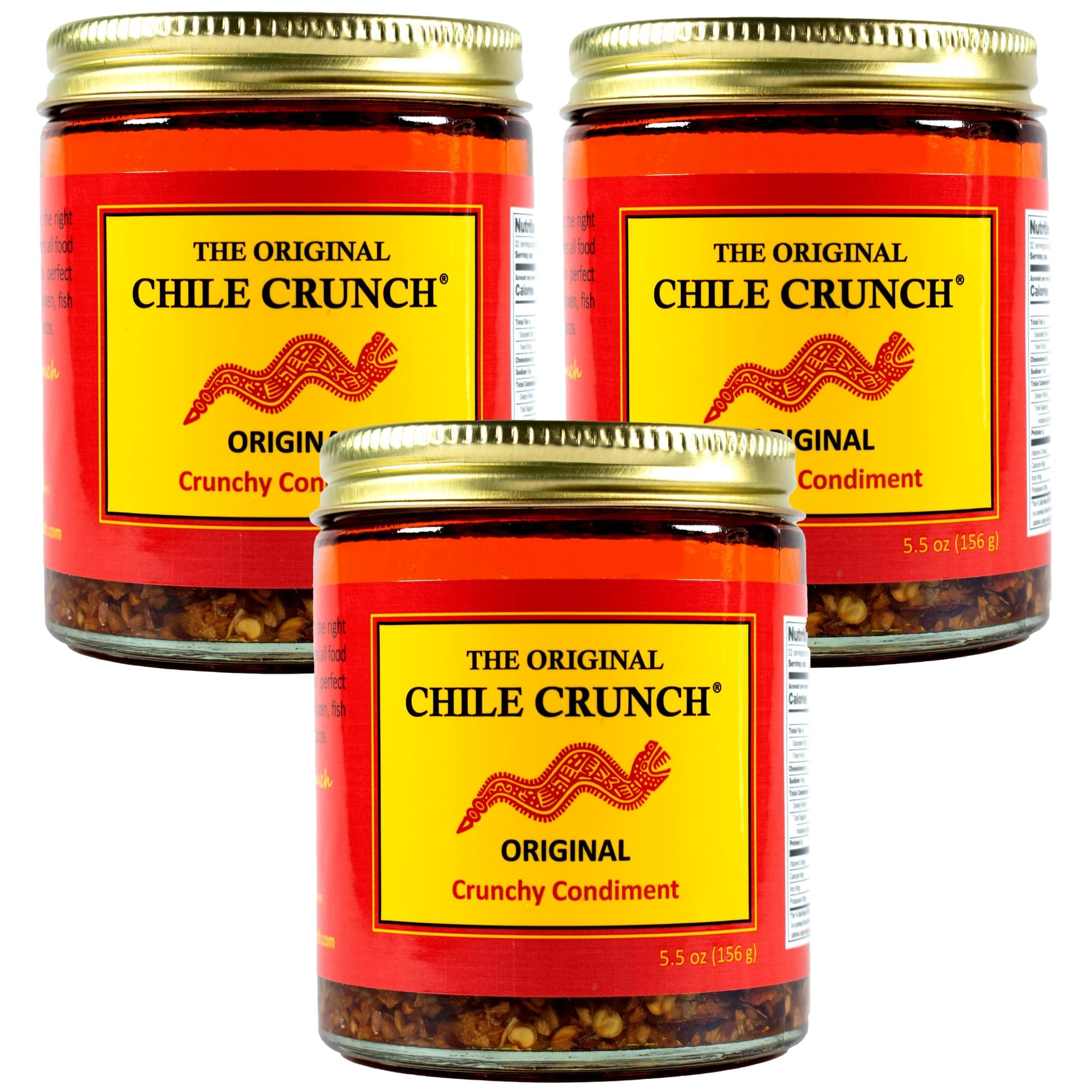 CHILE CRUNCH - Original Spicy Crunchy Condiment - All Natural Roasted Chili Peppers, Garlic & Onion Crisp Sauce - Vegan, Gluten-Free, No Preservatives
