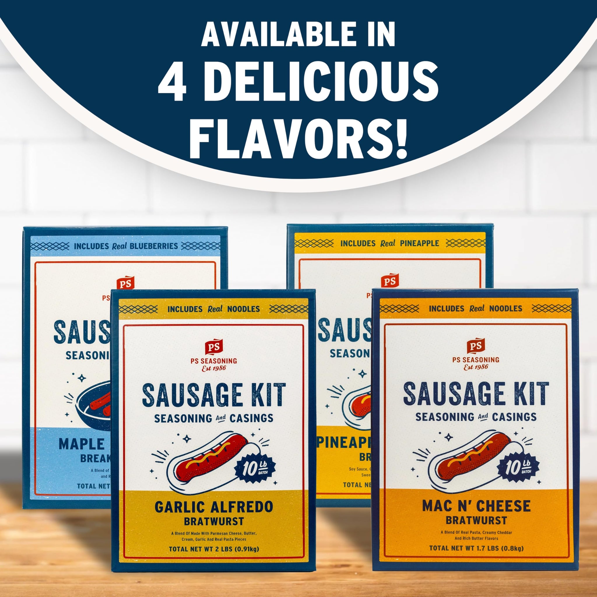 PS Seasoning Pineapple Teriyaki Bratwurst Kit - Sausage making Seasoning And Natural Hog Casings For 10 Lbs Of Meat Easy Homemade Brats For Pork