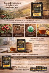 Kirkland Signature Organic Ethiopia Whole Bean Coffee, Light Roast (32 Ounce)