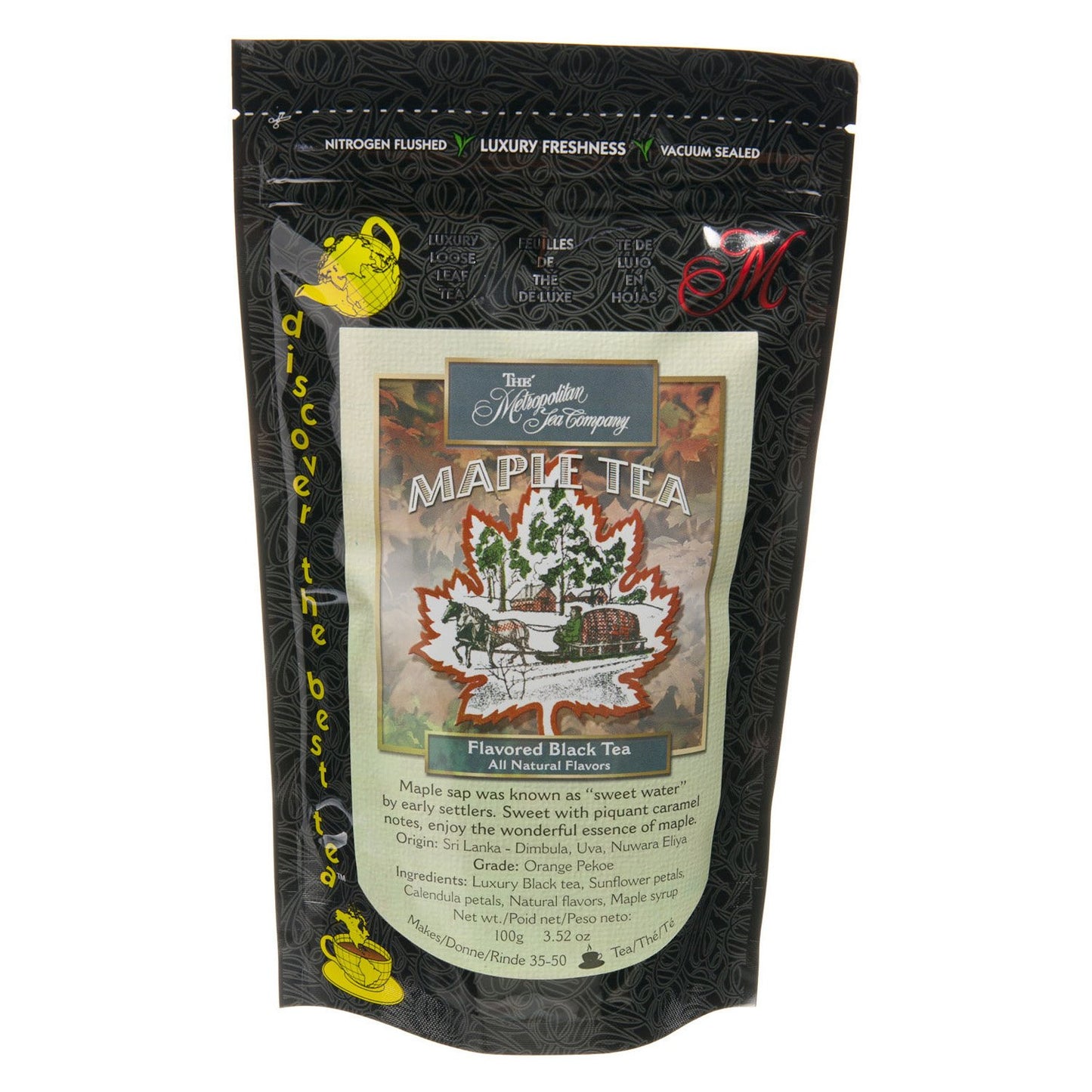 Metropolitan Tea Discovery Loose Tea Pack, Maple Flavored Black, 100gm