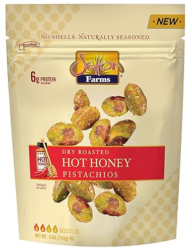 Setton Farms Naturally Seasoned Pistachio Kernels, Hot Honey, Dry Roasted, No Shell Pistachios, Certified Non-GMO, Gluten Free, Vegan and Kosher, 5 oz