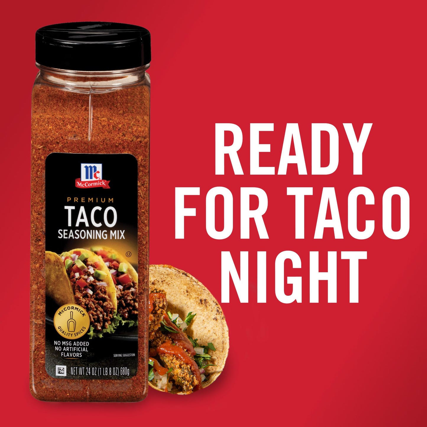 McCormick Taco Seasoning Mix, Premium, No MSG Added, No Artificial Flavors, For Tacos, Nachos, Fajitas and More, 24 oz