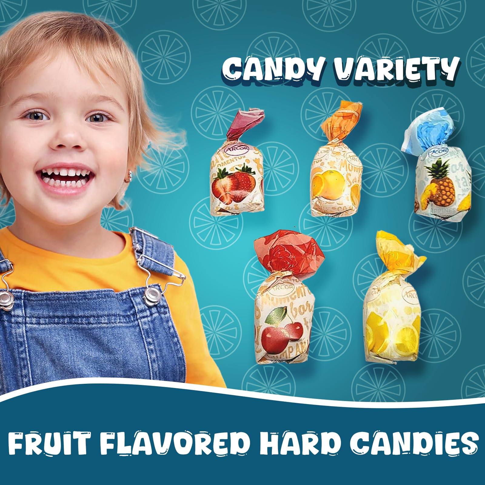 Fruit Filled Hard Candy Individually Wrapped - 2 lb Delicious Assorted Variety Pack for Snacking & Sharing - Mothers Day Candy, Basket Stuffers