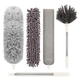 Microfiber Duster with Extension Pole(Stainless Steel) 30 to 100 Inches, Washable Dusters, Reusable Dusters, Bendable Duster for High Ceiling
