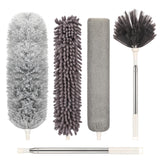 Microfiber Duster with Extension Pole(Stainless Steel) 30 to 100 Inches, Washable Dusters, Reusable Dusters, Bendable Duster for High Ceiling