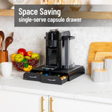 Mind Reader Single Serve Coffee Pod Organizer with 2 Drawers, Plastic, 13.25"L x 12.75"W x 2.5"H, Black