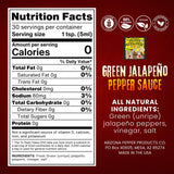 Arizona Gunslinger Zesty Jalapeño Green Hot Sauce, Low Sodium Mild Salsa Verde - Mexican Pepper Blend for Tacos, Burritos, Nachos & More, Smooth Verde