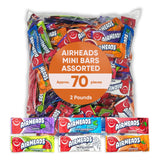 Airheads Mini Bars 2 Pounds Approx 70 Pieces - Individually Wrapped - Assorted Fruit Flavored Cherry - Grape - Mystery Flavor - Orange & Watermelon