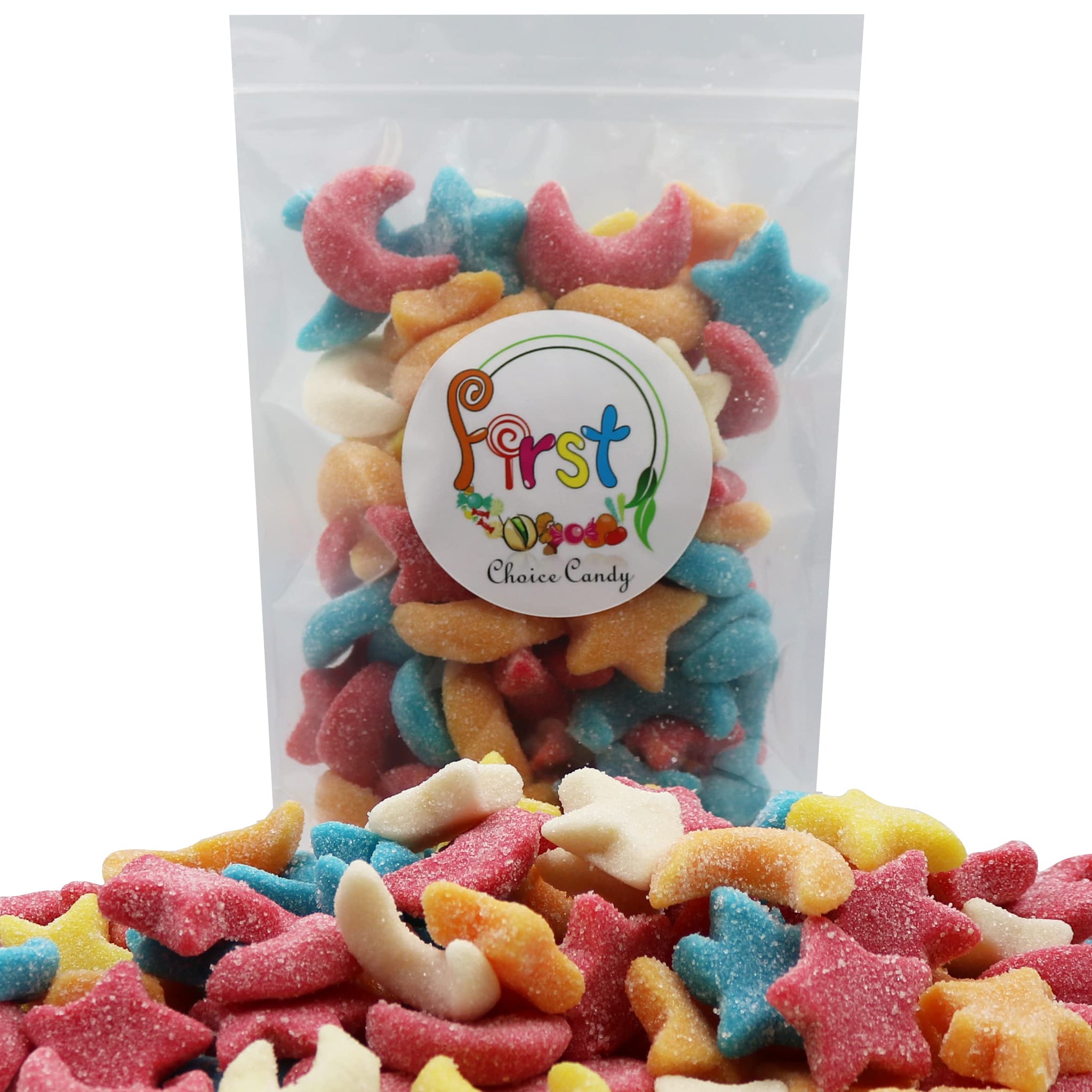 FirstChoiceCandy Gummy Glittery Sour Stars and Moons (2 LB)