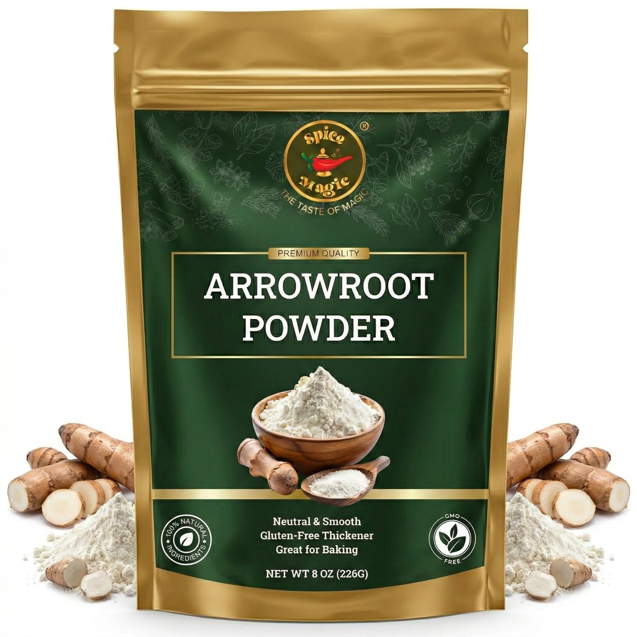 Spice Magic Arrowroot Powder 8 oz (226 g) | Premium Gluten-Free Thickener | Ideal for Sauces, Gravies, Baking & Soups | Cornstarch Substitute