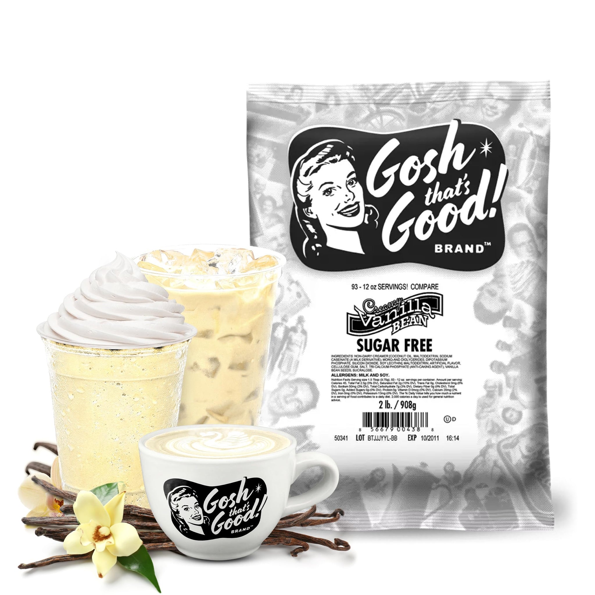 Gosh That’s Good! Sugar-Free Creamy Vanilla Bean Flavor - 2 lb -Low-Calorie, Lactose-Free