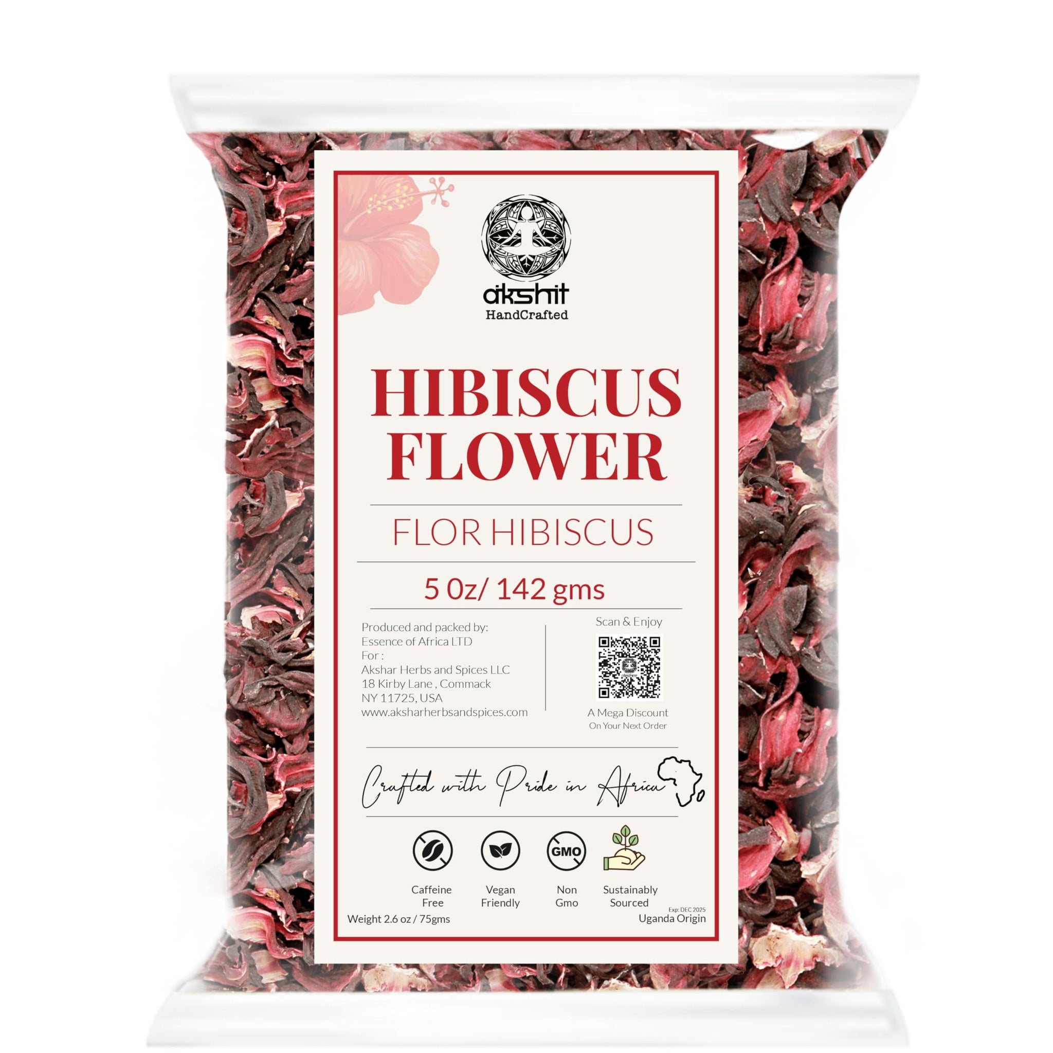 Dried Whole Hibiscus Flowers -5 oz, Flor de Jamaica, Sorrel Flower, Zobo Flower, Flor De Jamaica Secas, Non-GMO, Caffeine-Free. Perfect for Mexican