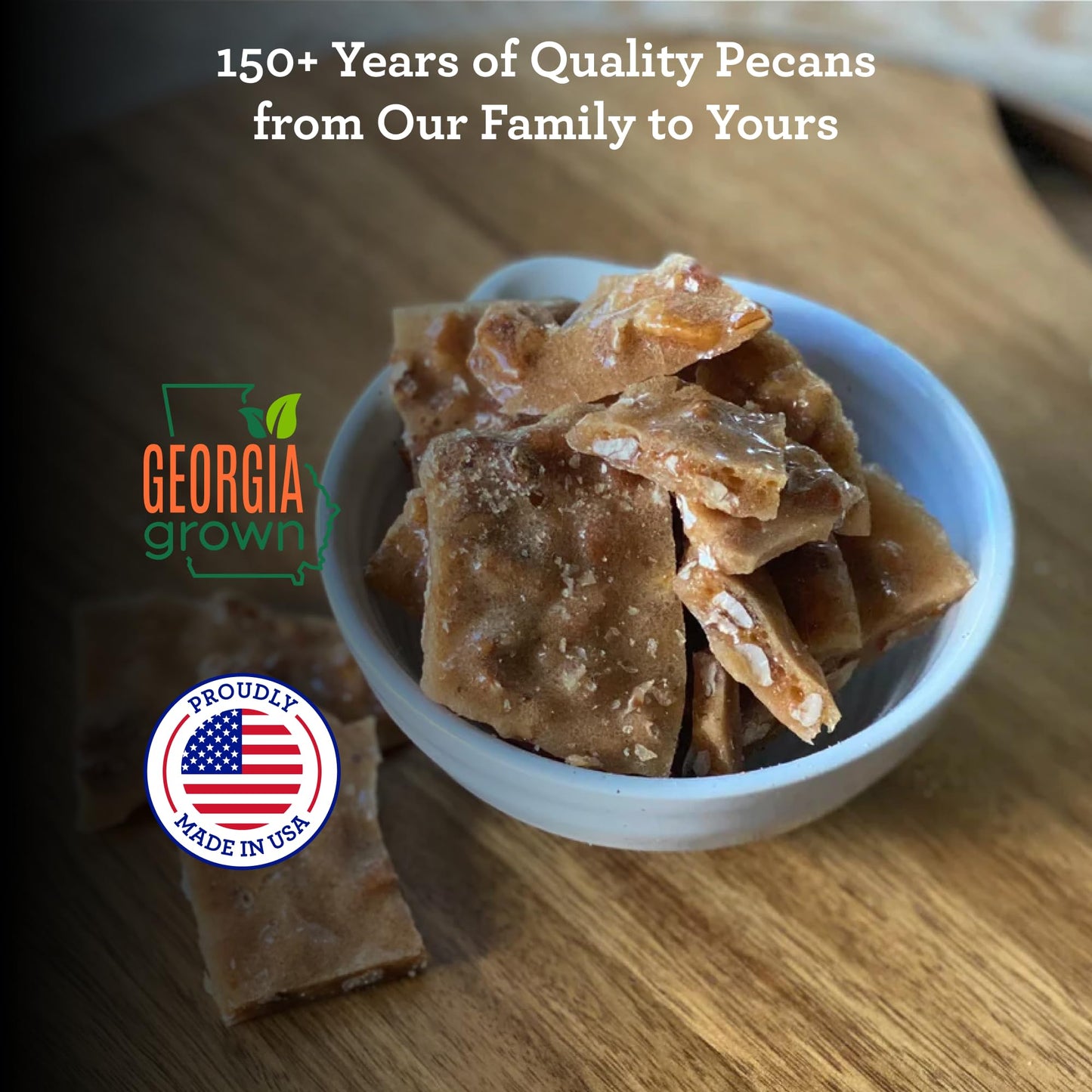 HUDSON PECAN COMPANY: Homemade Pecan Brittle | Crunchy, Handcrafted Southern Candy Made with Fresh Georgia Pecans, Perfect for Snacking, Sharing, or