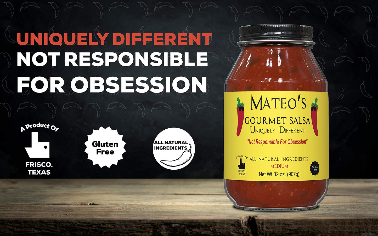 Mateo’s Gourmet Salsa - Medium Hot Spicy Salsa Dip for Tortillas, Tacos, Nachos, Chips, Snacks, Salads - No Gluten, Made of Fresh Tomatoes & Jalapeno